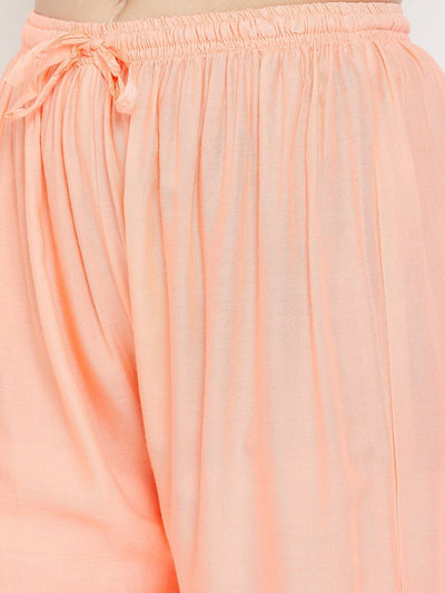 Clora Peach Straight Solid Palazzo