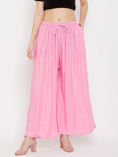 Baby Pink Flared Solid Sharara