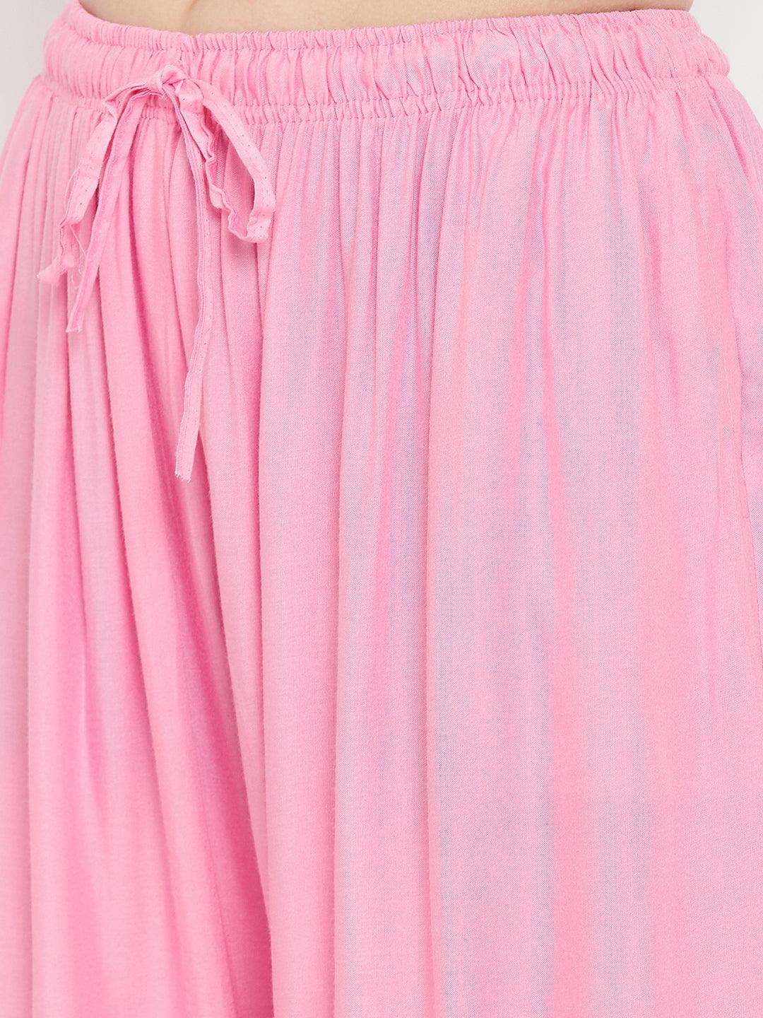 Clora Baby Pink Flared Solid Sharara