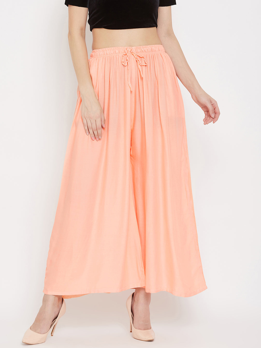 Clora Peach Flared Solid Sharara