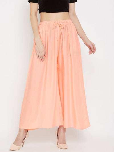 Clora Peach Flared Solid Sharara