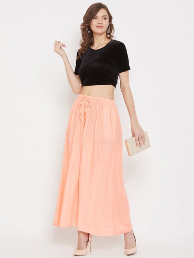 Clora Peach Flared Solid Sharara