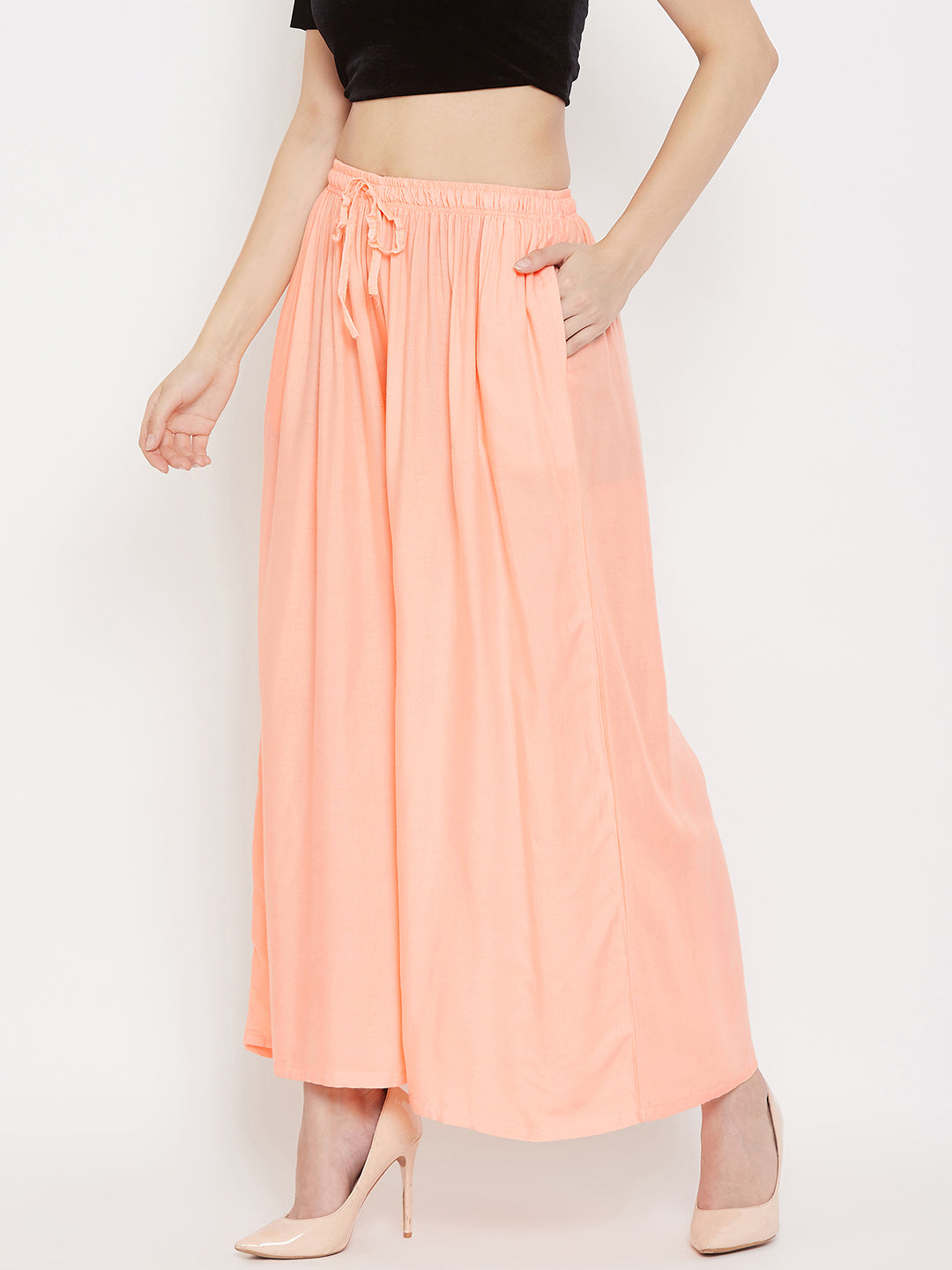 Clora Peach Flared Solid Sharara