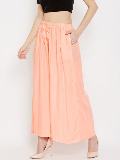 Clora Peach Flared Solid Sharara