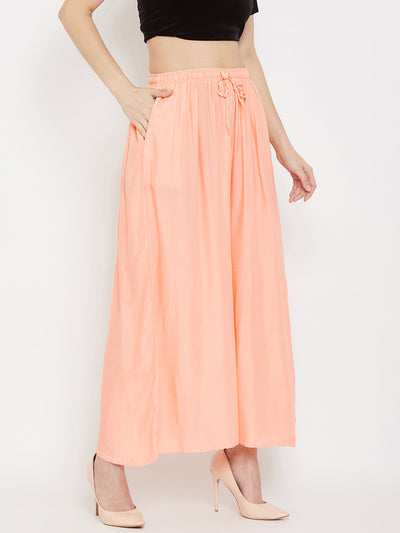 Clora Peach Flared Solid Sharara