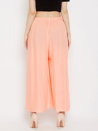 Clora Peach Flared Solid Sharara