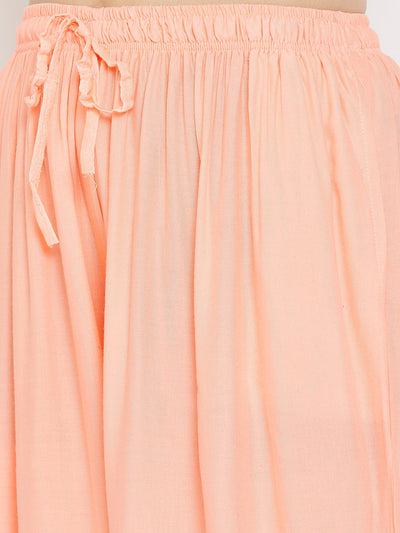 Clora Peach Flared Solid Sharara