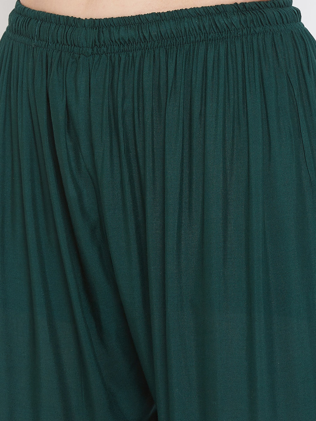 Bottle Green Flared Solid Gharara featuring a stylish, elegant design.