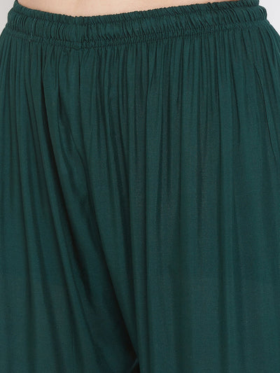 Bottle Green Flared Solid Gharara featuring a stylish, elegant design.