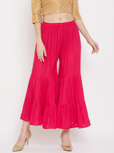 Clora Magenta Flared Solid Gharara