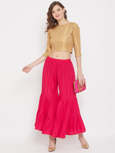 Clora Magenta Flared Solid Gharara