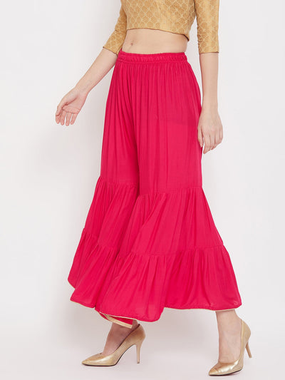 Clora Magenta Flared Solid Gharara