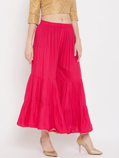 Clora Magenta Flared Solid Gharara