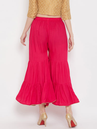 Clora Magenta Flared Solid Gharara