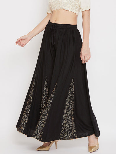 Clora Black Printed Rayon Gharara