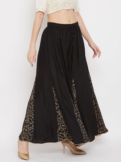 Clora Black Printed Rayon Gharara