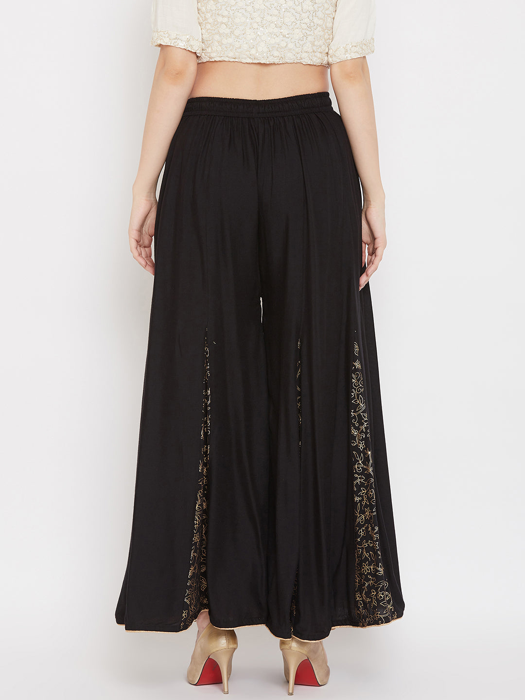 Clora Black Printed Rayon Gharara