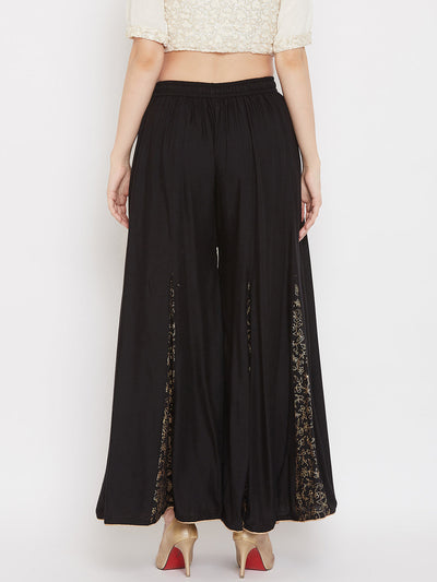 Clora Black Printed Rayon Gharara