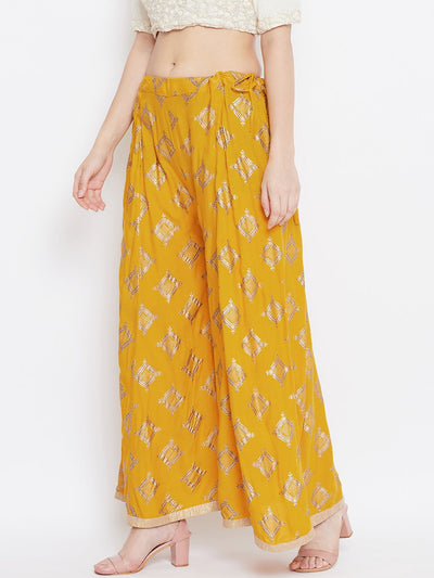 Clora Mustard Wide Leg Printed Sharara