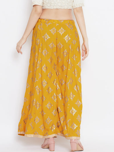 Clora Mustard Wide Leg Printed Sharara