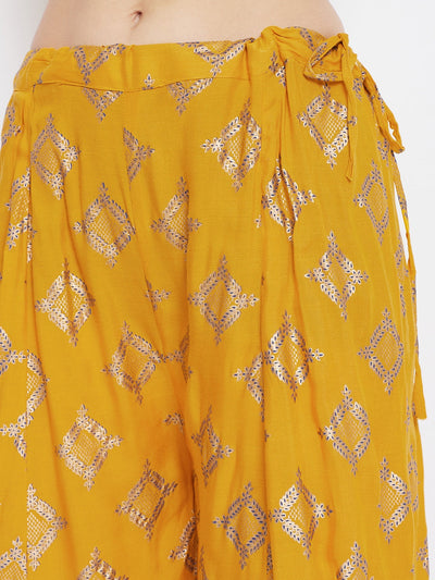 Clora Mustard Wide Leg Printed Sharara