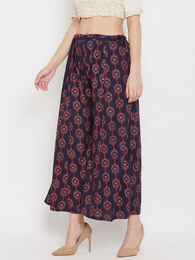 Clora Navy Blue Flared Printed Sharara