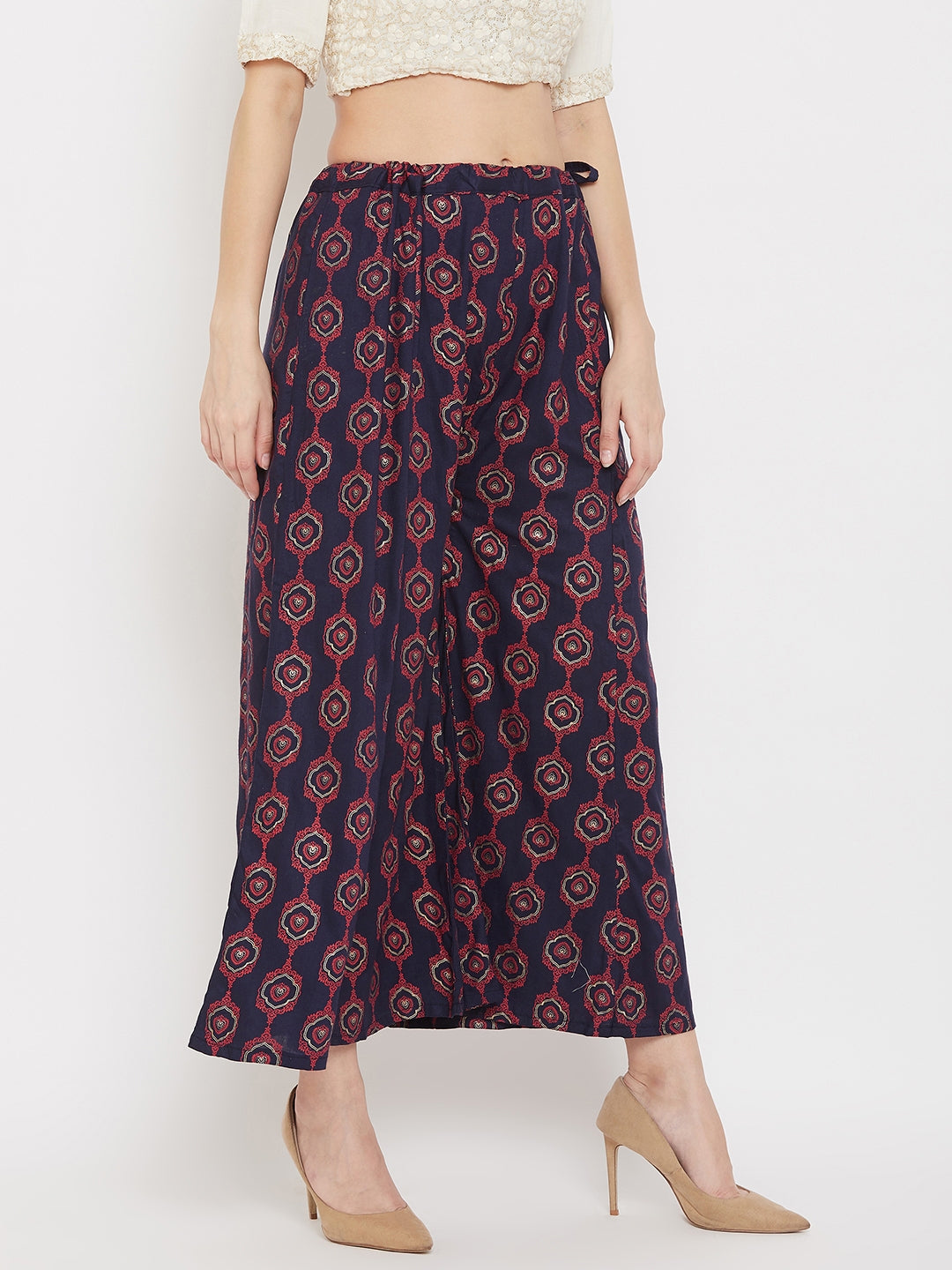 Clora Navy Blue Flared Printed Sharara