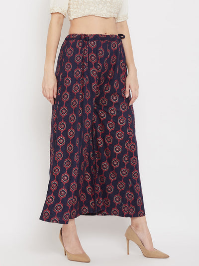 Clora Navy Blue Flared Printed Sharara