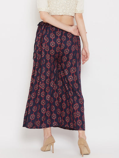 Clora Navy Blue Flared Printed Sharara
