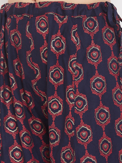 Clora Navy Blue Flared Printed Sharara