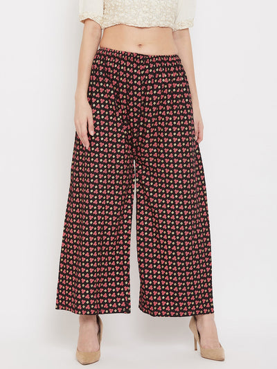 Clora Black Straight Printed Palazzo
