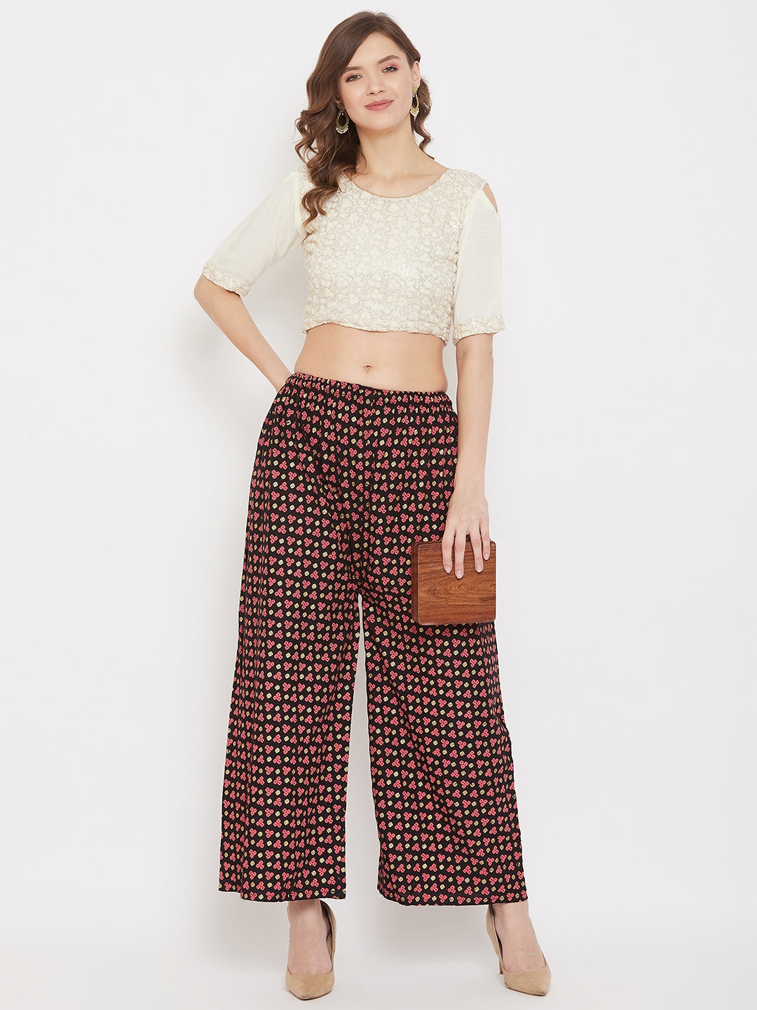 Clora Black Straight Printed Palazzo