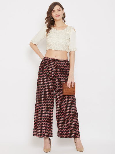 Clora Black Straight Printed Palazzo