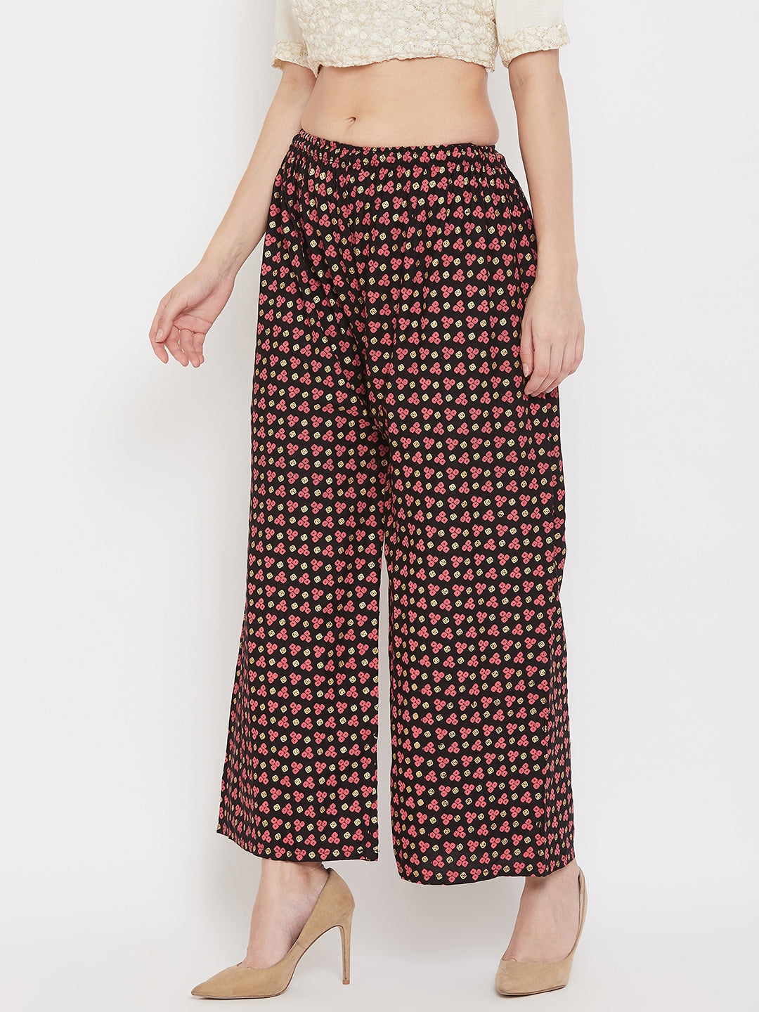 Clora Black Straight Printed Palazzo