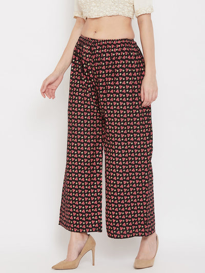 Clora Black Straight Printed Palazzo