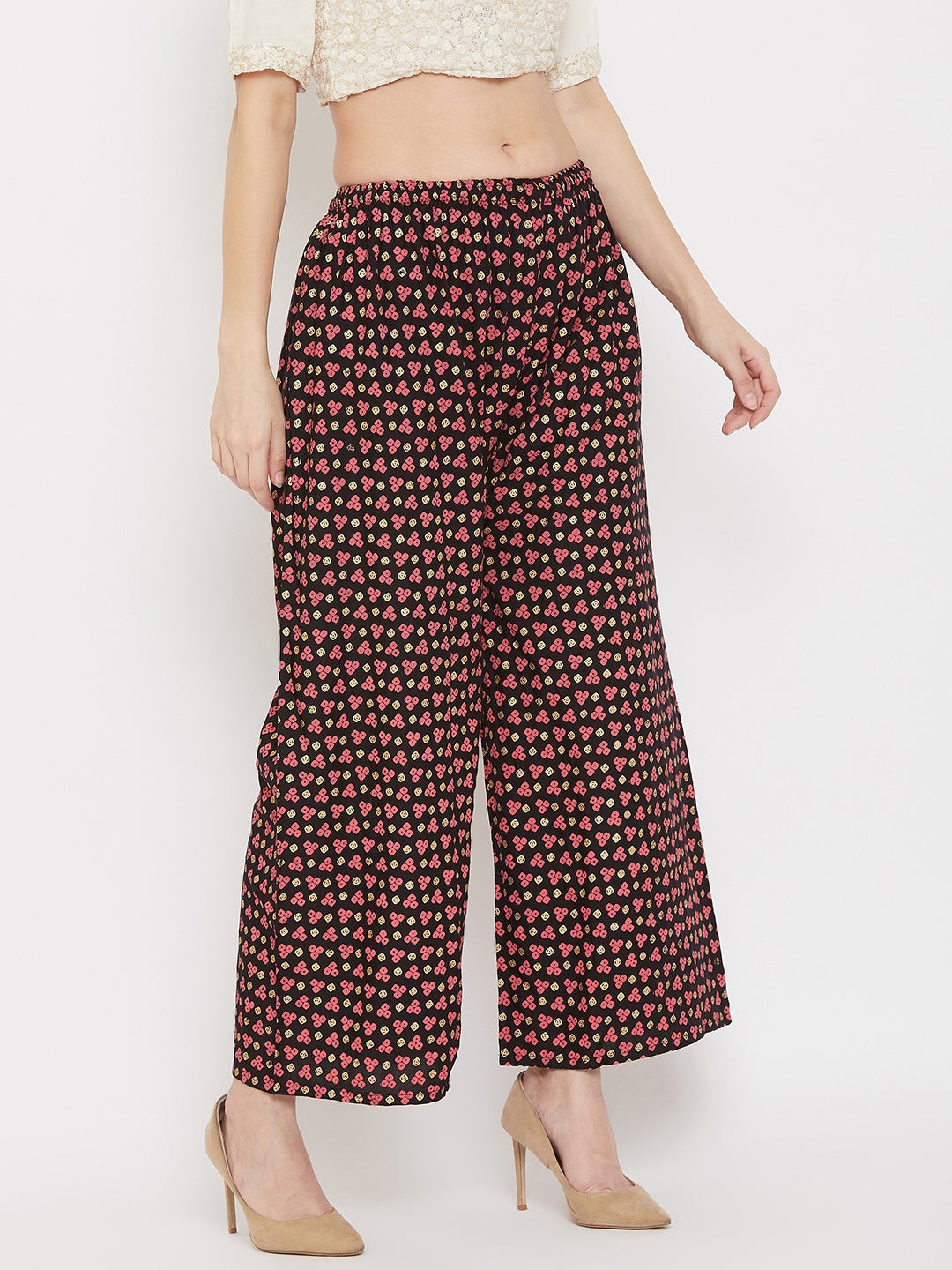 Clora Black Straight Printed Palazzo