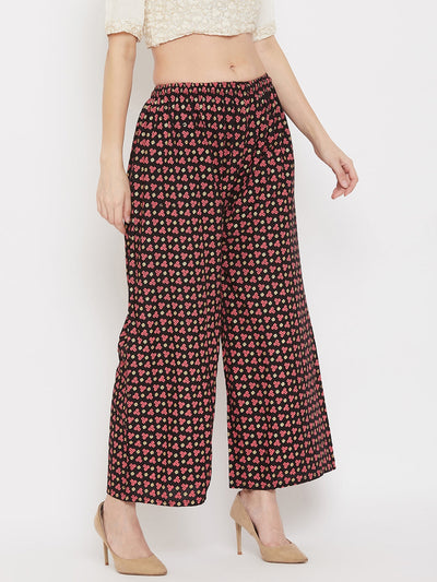 Clora Black Straight Printed Palazzo