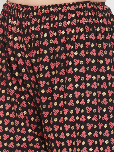Clora Black Straight Printed Palazzo