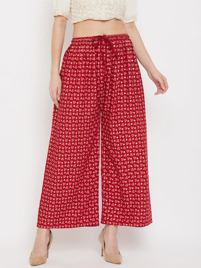 Clora Maroon Straight Printed Palazzo