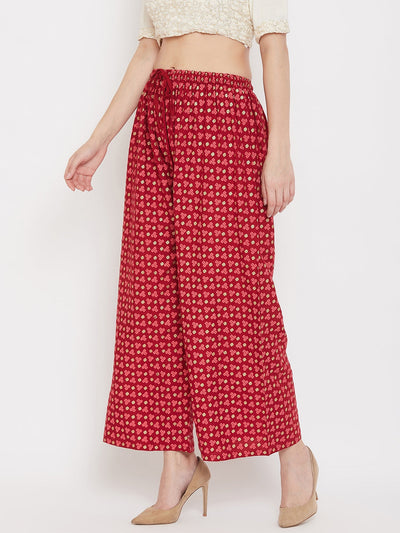 Clora Maroon Straight Printed Palazzo