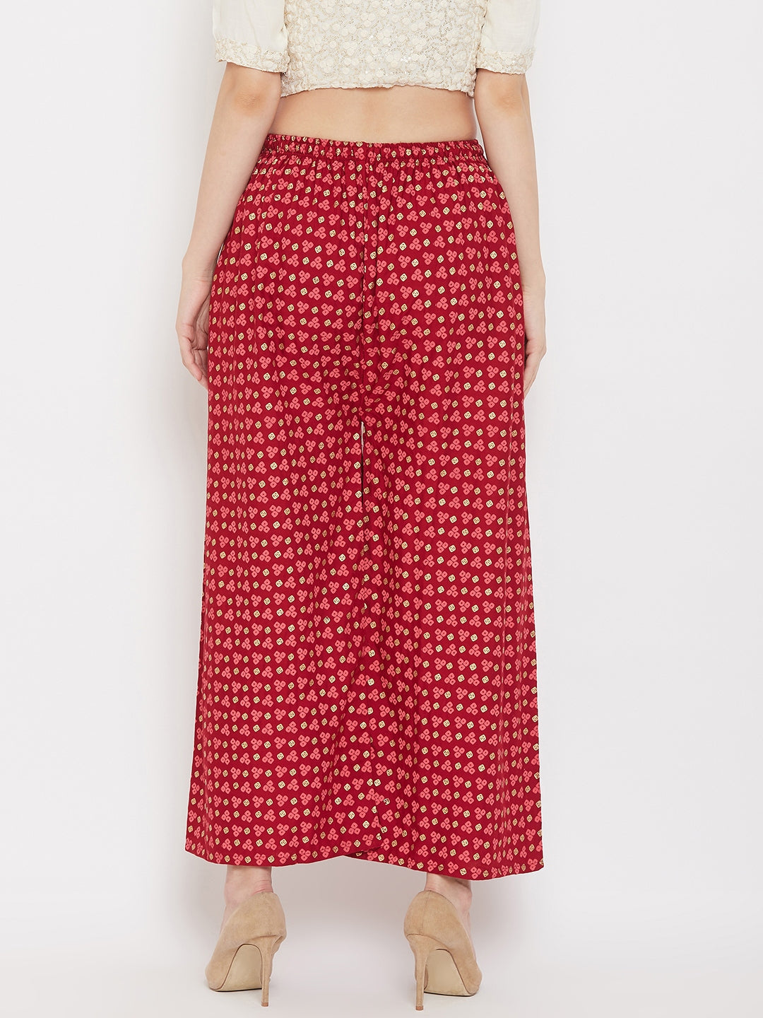Clora Maroon Straight Printed Palazzo