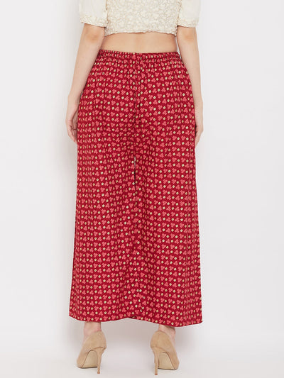 Clora Maroon Straight Printed Palazzo