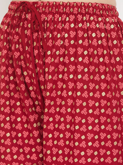 Clora Maroon Straight Printed Palazzo