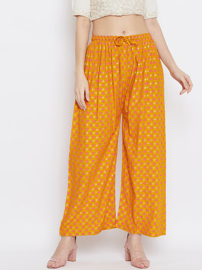 Clora Mustard Straight Printed Palazzo
