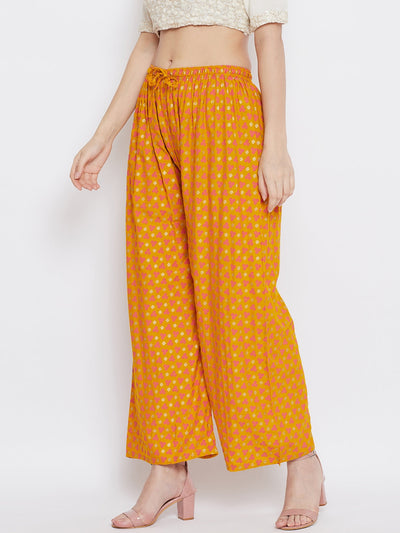 Clora Mustard Straight Printed Palazzo