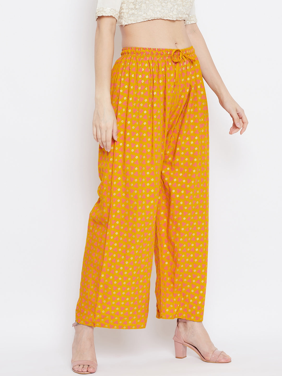 Clora Mustard Straight Printed Palazzo