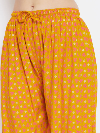 Clora Mustard Straight Printed Palazzo