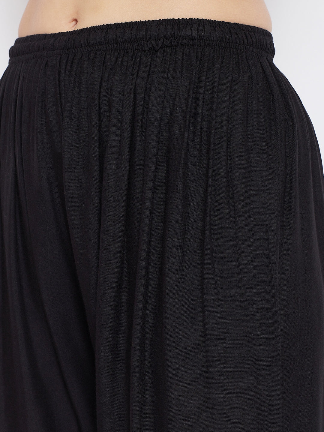 Black Hem Design Straight Palazzo in comfortable rayon fabric.