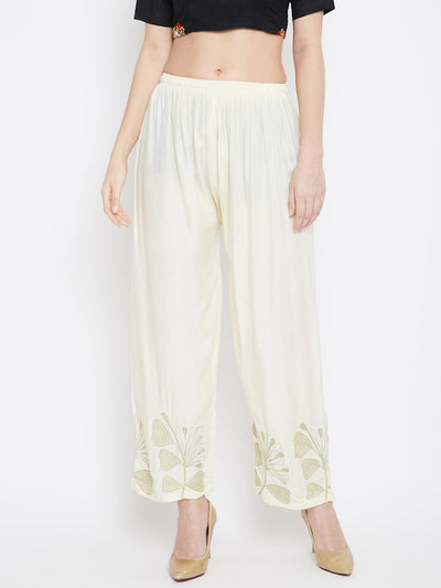 Cream Hem Design Straight Palazzo from Clora, light and comfortable, suitable for all-day wear.