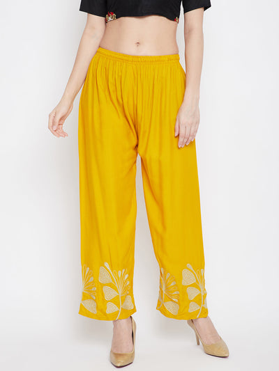 Clora Mustard Hem Design Straight Palazzo